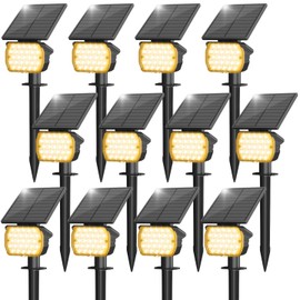 VOLISUN Solar Spot Lights Outdoor Waterproof IP67, 27 LED with 3 Lighting Modes Solar Lights Outdoor Spotlights Auto On/Off Solar Landscape Lights for Yard Garden House Pathway(12 Pack- Warm White)