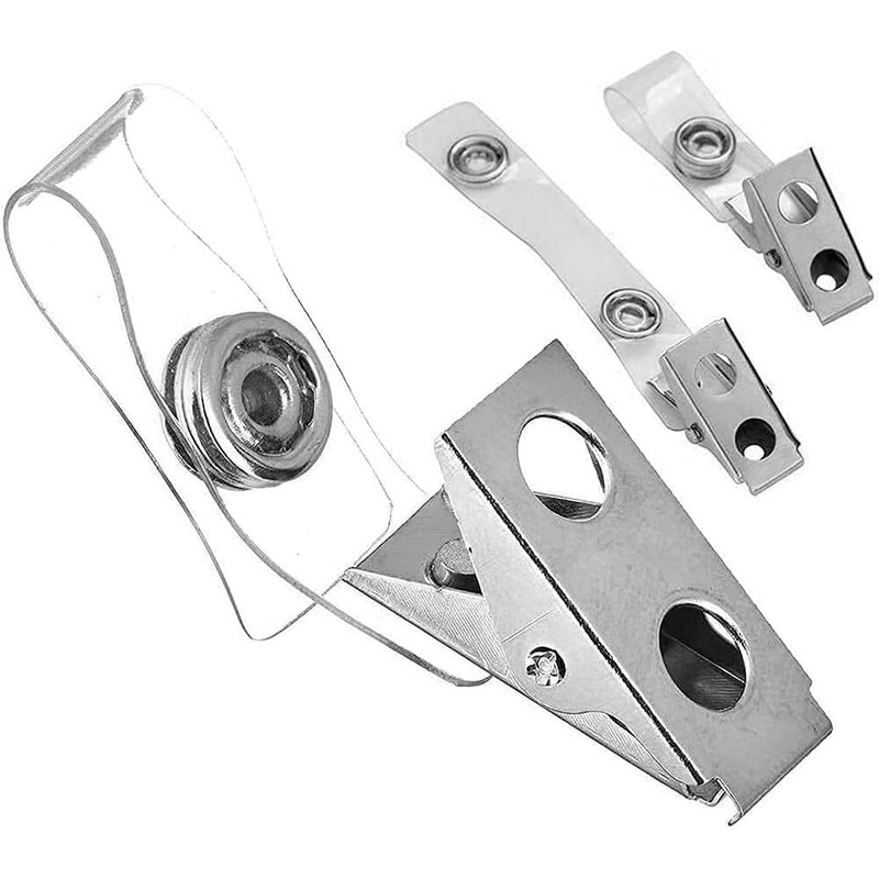 5Pcs Transparent PVC Badge Holder with Metal Clips, ID Card