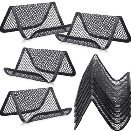 30 Pieces Mesh Business Card Holder Desk Metal Black Business Card Holder Desktop Name Card Organizer Capacity 50 Cards for Office Name Card