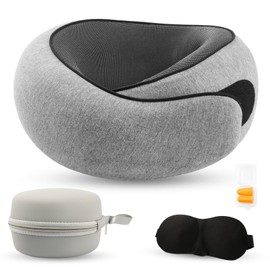 VOOMIKON Neck Pillow Airplane, Travel Pillows for Airplanes, Memory Foam Adjustable Portable Neck Pillow for Traveling, Car Rides, and Home Use (Gray)