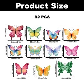 62PCS Butterfly Window Clings for Birds, Anti-Collision Clings Decals to Prevent Bird and People Strikes on Window, Waterproof Glass Door Decor Decals Home Decoration Accessories