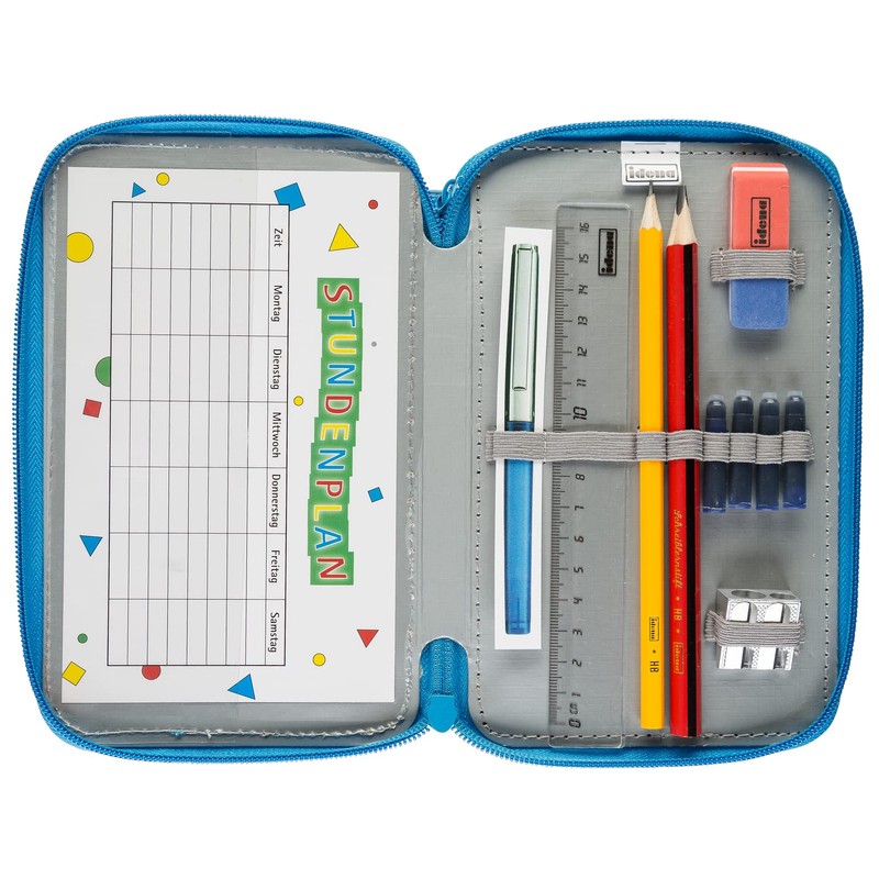 Idena, lightblue, Triple pencil case horse