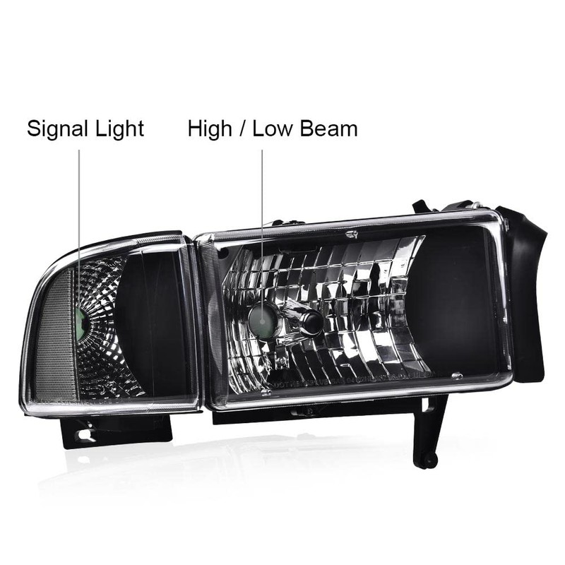 G-PLUS Headlight Lamps Compatible with 1994-2001 Dodge Ram 1500/1994-2002 Dodge