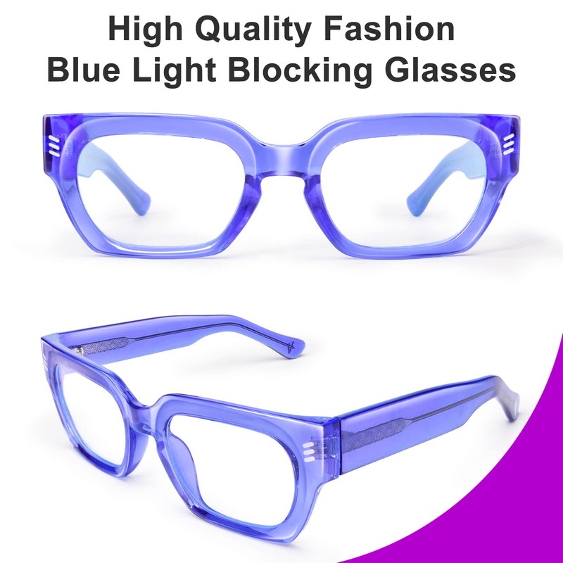 VISOONE Retro Rectangle TR90 Small Face Blue Light Blocking Glasses