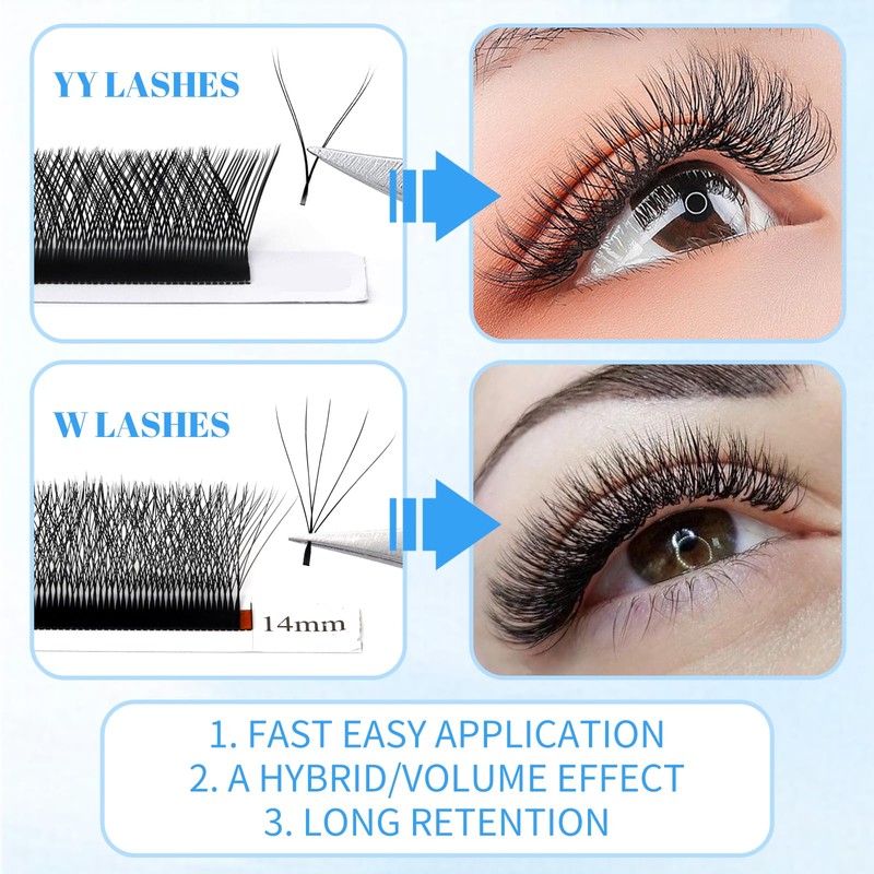 GEMERRY Volume Eyelashes, 5D Pre-Fanned Eyelash Extensions, Easy Fan Lashes,