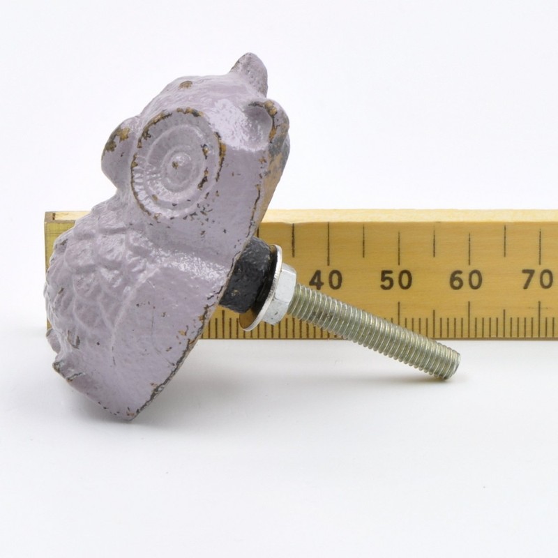 Purple/Lavender Metal Owl Bird Knob, Pull, Handle, for Cupboards, Doors,
