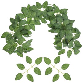 Yuanan 50 Pcs Artificial Green Leaves, Rose Leaves Artificial, Bulk Fake Leavess, Green Leave Decoration for Bouquet Flowers, Centerpieces, Bridal Shower, Birthday Party, Home Decorations