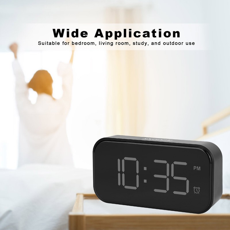 USB LED Digital Touch Alarm Clock 12/24H Portable Bedside Clock