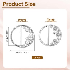 sourcing map 2pcs Silk Scarf Ring Clip, Pearl Twist Shape T-Shirt Ties Clips Kit Clothes Corner Knotted Button Waist Buckle Wrap Holder for Women Shawl Shirts Clothing, Silver