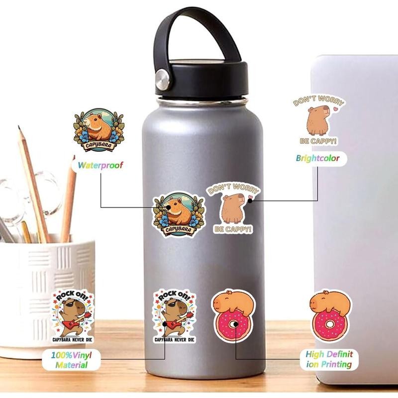60 count Capybara Stickers Vinyl Aesthetic Cute Cartoon Decals Stickers