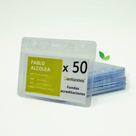 50 Pack Recycled Clear Horizontal ID Badge Holder Name Badge Holder Plastic Sleeves ID Card Holder