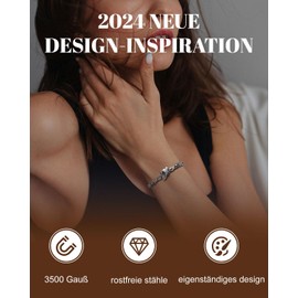 RainSo Stainless Steel Bracelets for Women Sliver Magnetic Bracelets Planet Design with Ultra Strength Magnetic Adjustable Women Bracelet for Birthday Gift [Includes Sizing Tool], Stainless Steel