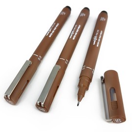 Uni Pin Fineliner Drawing Pen - Sepia Tone - 0.5mm - Pack of 6