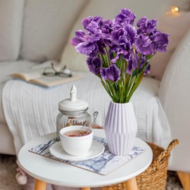 OBDXZHC 6 Pcs 31.5” Artificial Iris Flowers Real Touch Faux Long Stems Fake Purple Iris Flower Arrangements for Decoration Wedding Bridal Home Kitchen Party Decor Real Looking Flower Arrangements