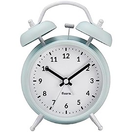 Fisura Analogue Alarm Clock Without Tic-TAC with LED Night Light. Metal and ABS. Dimensions: 11.7 x 5.5 x 16. Dial 9 cm (Mint)