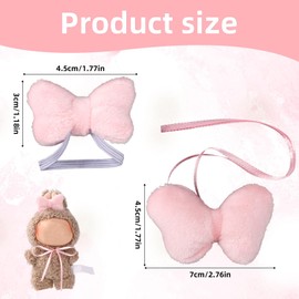 2pcs Pink Bows for 6.7in Doll Clothes, Cute Sweet Plush Doll Accessories Bows Soft Dolls Outfits Accessories Creative Costume Gifts for Dolls Only Included Bow