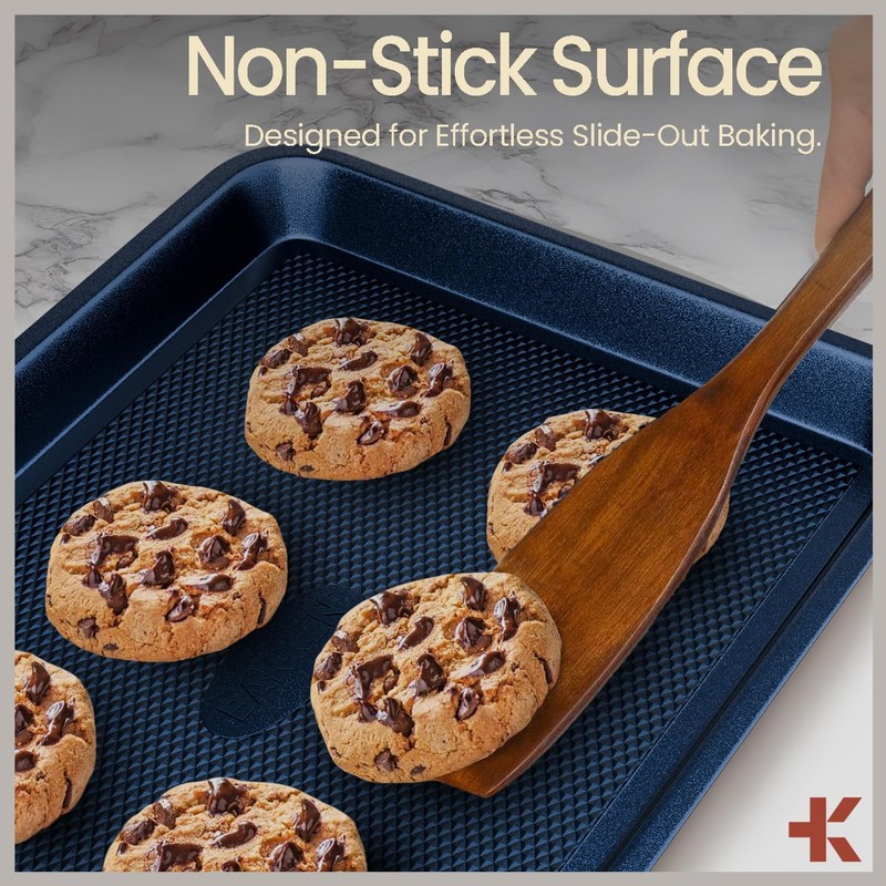 Diamond Bottom Cookie Sheet Set of 2, Nonstick Blue Carbon
