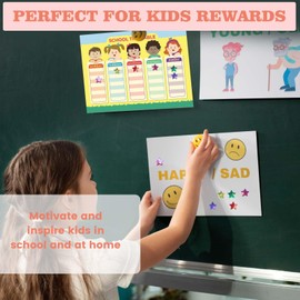 Pack of 2400 Stickers Stars, Star Stickers for Children's Reward, Holographic Star Stickers for Classroom, Star Stickers, Small Star Stickers for Behavior Chart Teaching Materials