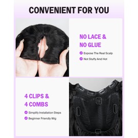 Megalook hair 26 Inch V Part Wig Human Hair 12A Deep Curly Wig 200% Density Beginner Friendly No Sew In No Glue Half Wigs For Women