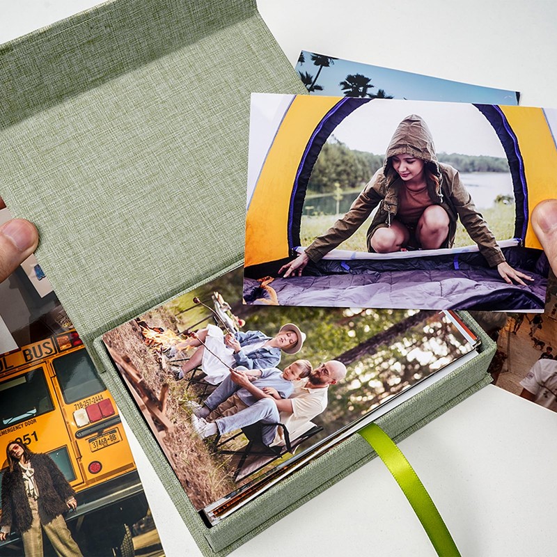 Cherrich 4x6 Photo Storage Box, Premium Linen Memory Box for
