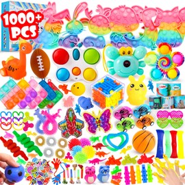 1000Pcs Fidget Toys Pack, Bulk Party Favors for Kids, Stocking Stuffers, Treasure Box Chest, Birthday Party, Classroom Carnival Prizes, Pinata Stuffers, Goodie Bag Stuffers, Stress Relief, Sensory Toy