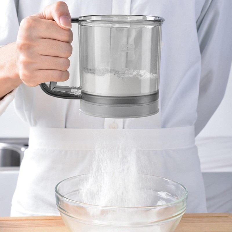 Locadence Flour Sifter, Hand Press Double Layer Handheld Flour Strainer