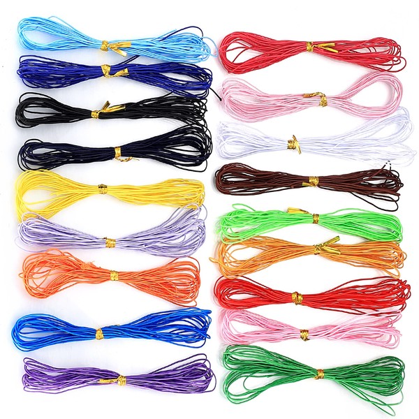 Elastic Cord, Coloured Elastic Cord, 18 Colours, 90 Yards, Stretchy Cord for Bracelets, Necklaces, Jewellery Making, Beads, DIY Sewing, Elastic Cord