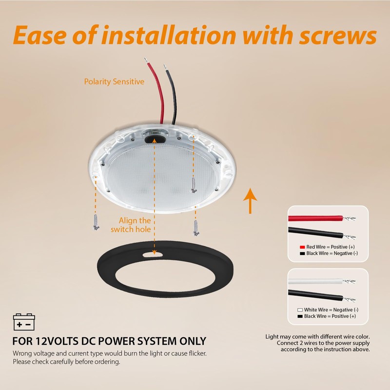 Dream lighting 12volt RV Interior LED Ceiling Light with Switch