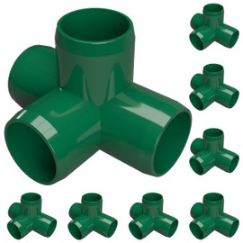 FORMUFIT F0344WT-GR-8 4-Way Tee PVC Fitting, Furniture Grade, 3/4" Size, Green (Pack of 8)