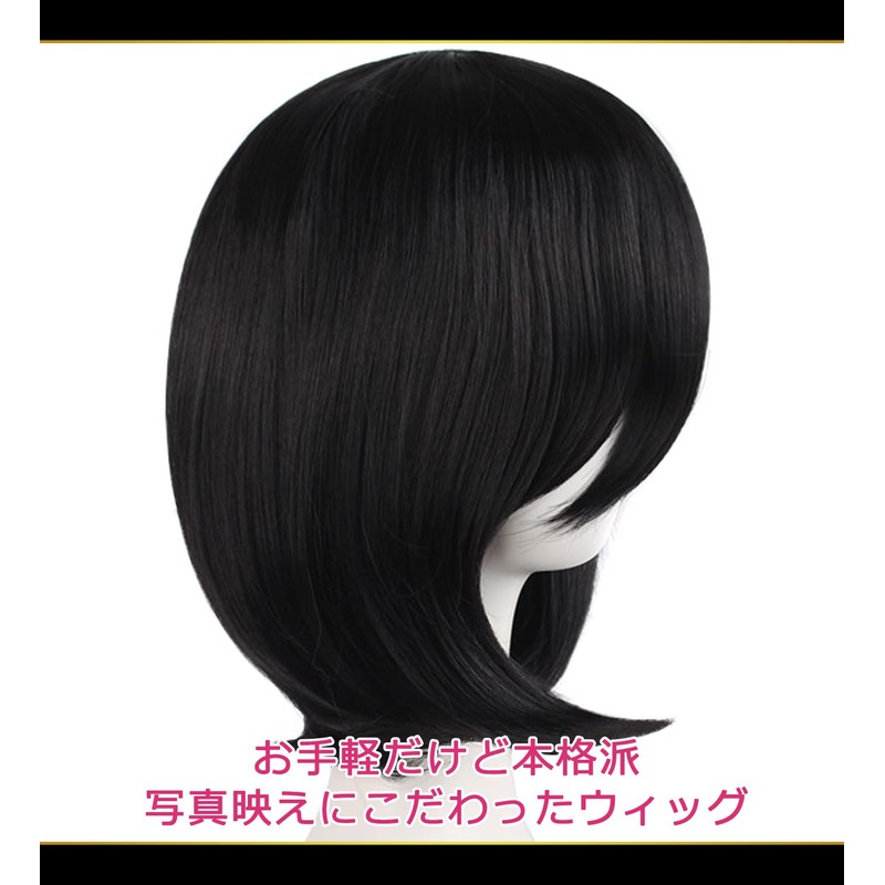 CaseEden 6069 Premium Cosplay Wig, Smooth, Medium, Short, 15.7 inches