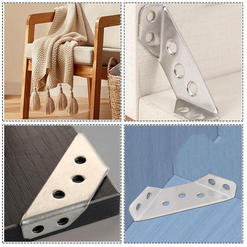 Esforzarse 10 Piece Stainless Steel Angle Bracket Corner Brace Furniture