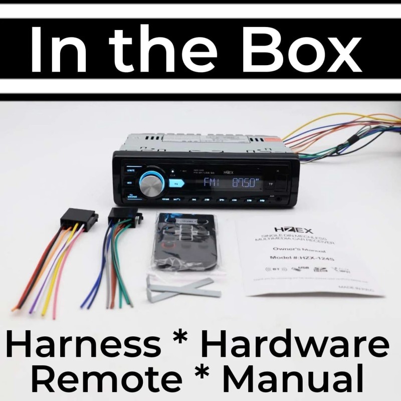 HZEX Car Stereo with Bluetooth, Media Player Subwoofer Outputs, Single