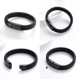 zeqingjw Cremation Memorial Urn Bracelet Made of Genuine Leather, Stainless Steel Cremation Bangle Keepsake Urn Bracelet for Ashes, 20cm, Metal, stainless-steel