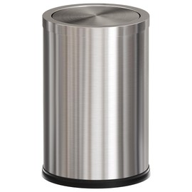 LEASYLIFE Silver Stainless Steel Trash can,Bathroom Trash can with lid，Small Trash Can with Flipping Lid, 2.4gallon,Garbage cans for Bathroom,Hotel,Office,Laundry, Metallic Gold (Sliver)