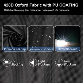 Portable Blackout Blinds, Temporary 100% Blackout Material, Easy to Stick On No Drill Blackout Blinds Curtains for Bedroom, Nursery Room (145 * 300CM - Black PU coating)
