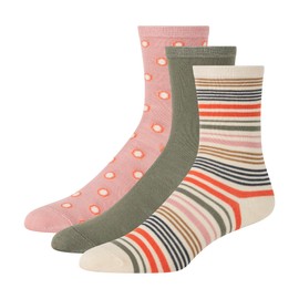 Ted Baker Women's 3 Pack Pattern Crew Dress Socks, Ivory, OS