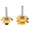2Pcs Tongue and Groove Cutter 3 Teeth 1/4inch Shank T