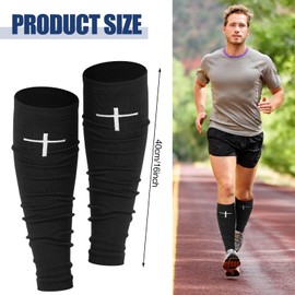 Croloose 2 Pairs Faith Cross Football Leg Sleeves Scrunch Sports Compression Calf Sleeve for Sports Soccer Softball Baseball Basketball Men Youth Boys Black and White
