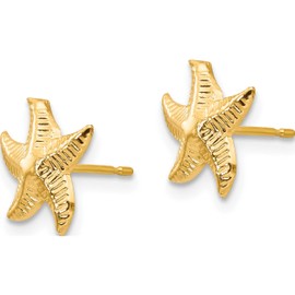 14K Yellow Gold Madi K Starfish Post Earrings (10 X 8) Made In United States se2058