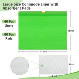 Moodooy Commode Liners With Absorbent Pads -120 Bedside Commode Liners & Pads,Medical Grade Pack Commode Liners,Adult Potty Chair Liners Bedside Commode Liners Disposable,Universal Fit All Standard