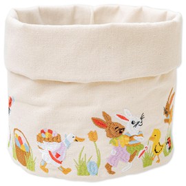 Papierdrachen Easter Bunny World Bread Basket, Table Decoration, Easter, with Embroidery, Durable, for Storing Bread and Pastries