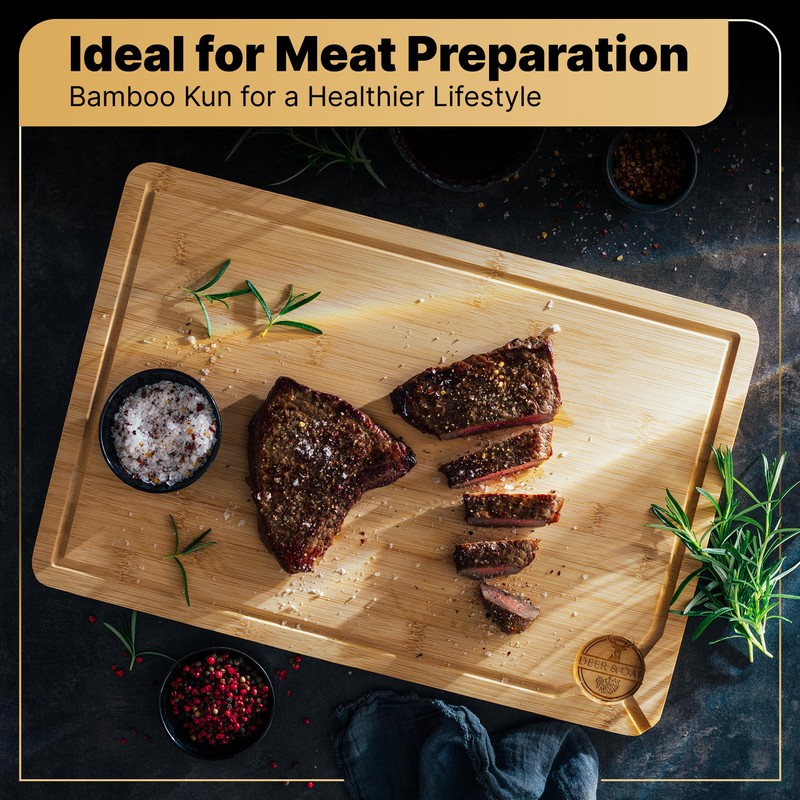 Deer & Oak Premium Extra Large Bamboo Cutting Board -