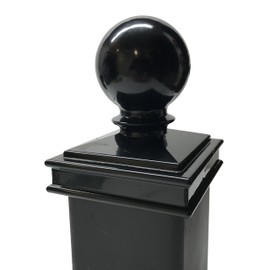 3" x 3" Aluminium Ball Top Post Cap for Metal Posts - Pressure Fit - Black