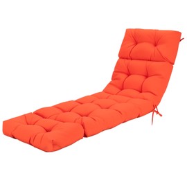 Tangkula Chaise Lounge Cushions Outdoor, 73 x 22 Inch Patio High Back Recliner Cushion with 4 String Ties, 4” Thick Padded Lounge Chair Cushion Replacement for Outdoor Indoor Furniture (1, Orange)