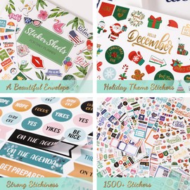 Planner Stickers - Monthly Planner Stickers and Accessories 25 Pages 1500+ Stunning Functional and Colorful Stickers,Calendar Stickers Includes Festival Theme Journal Stickers