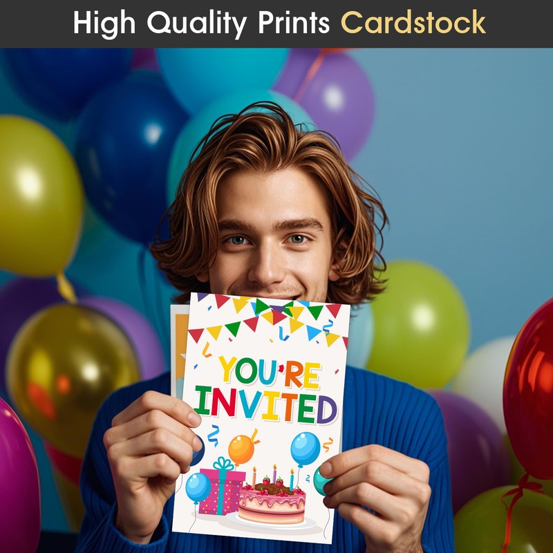 Embhhor 30 Pcs Birthday Party Invitations Set, Boys Girls Invite