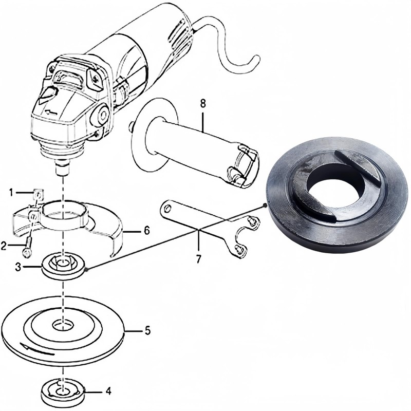 43-34-0036 Inner Disk Flange For Mmilwwaukiiii Angle Grinders 2680-20, 2680-22,