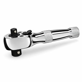 Powerbuilt Ratchet Stubby carraca de doble cabeza, unidad de 1/4 pulgadas y 3/8 pulgadas, interruptor reversible, 72 dientes, espacio reducido - 640931