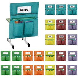 Toriexon 24 Pack Chair Pockets, 20 x 17 Inch Chair Pockets for Classrooms with Name Slots and Tags, Easy to Use Classroom Chair Pockets for Kindergarten, School, Home, Office (6 Bright Color)