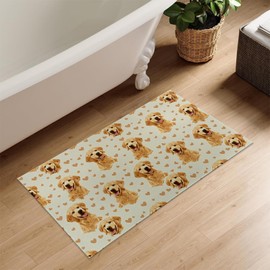 Kibue Adorable Golden Retriever Indoor Door Mat, Welcome Entry Lovely Puppy Doormat for Interior Porch, Front Door, Kitchen, 17"×29.5", with Non Slip Backing, Dog Door Mats Gifts for Apartment, Decor